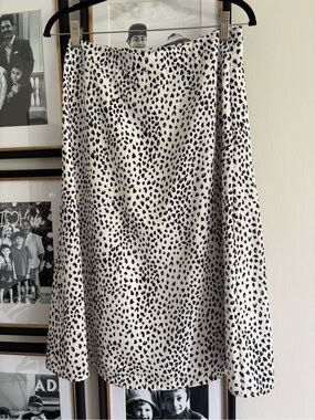 Paper Crane Black and White Animal Print Midi Skirt